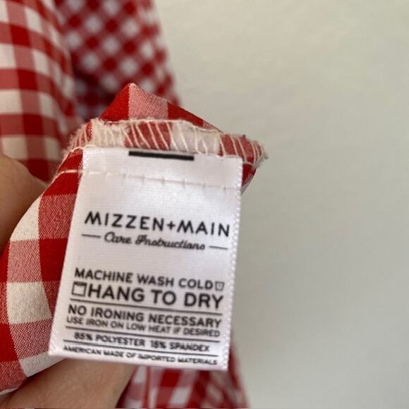 MIzzen+Main Men's Large Trim Fit Red & White Check Long Sleeve Button Up Shirt - Picture 8 of 11